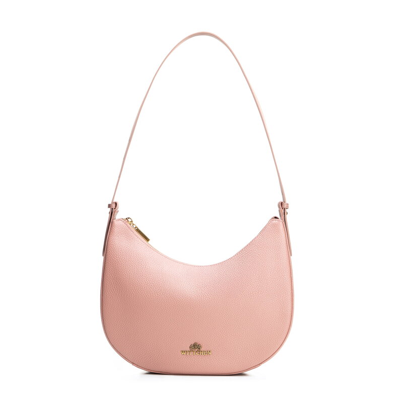 Kožená kabelka typu bagetka ružová 100-4E-210-P