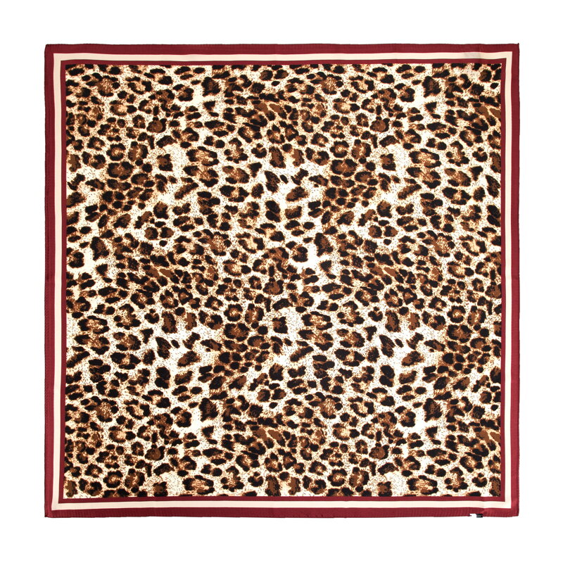Hodvábna dámska šatka s leopardím vzorom hnedo-červená 103-7D-S02-X3