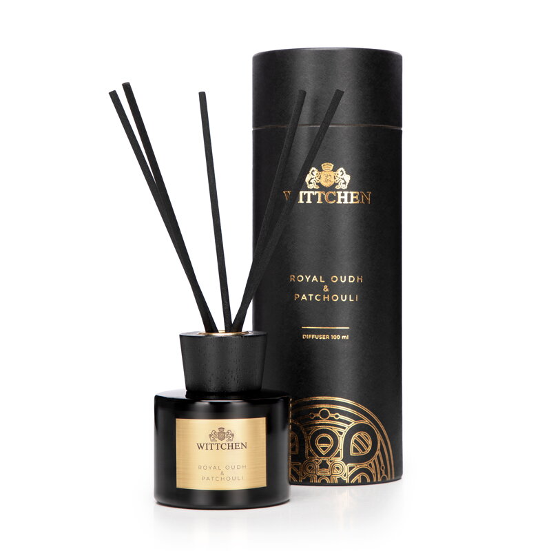 Szklany dyfuzor z patyczkami mały Royal Oudh & Patchouli 1-HD-100-1 Szklany dyfuzor z patyczkami mały Royal Oudh & Patchouli 1-HD-100-1