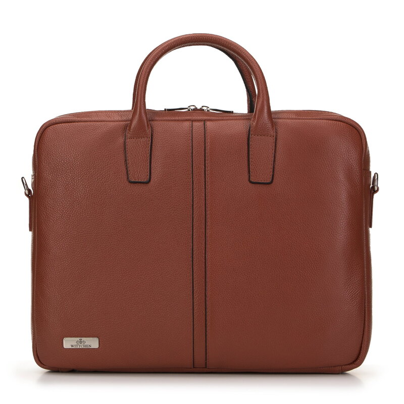 Torba na laptopa 11’’/12’’ skórzana z przeszyciem na środku brązowa 98-3U-900-4