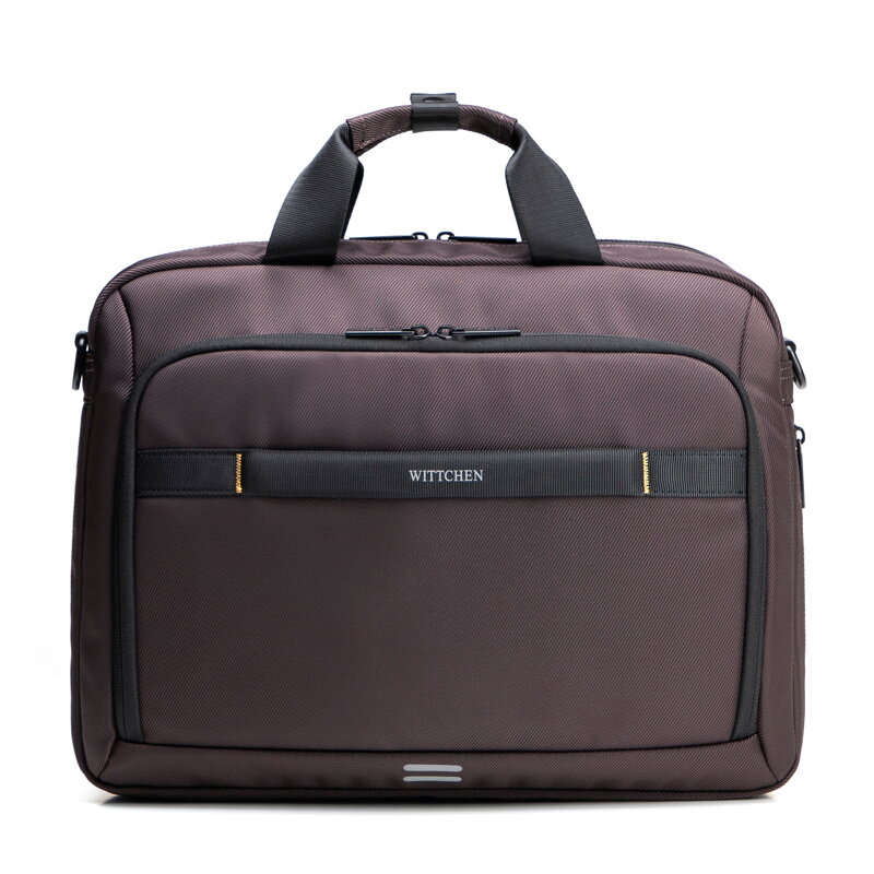 Pánska taška na notebook 17" z polyesteru s rozšíriteľným dnom hnedá 102-3P-810-4