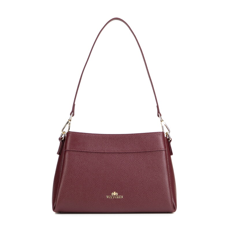 Bordová dámska crossbody kabelka Wittchen z prírodnej kože s čistým vzhľadom