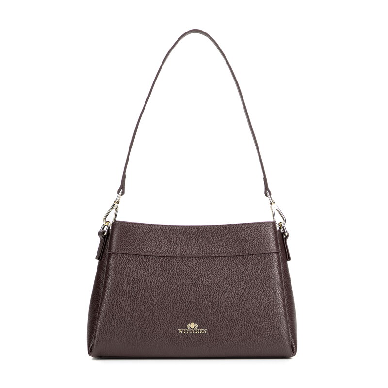 Tmavohnedá dámska crossbody kabelka Wittchen z prírodnej kože s moderným vzhľadom