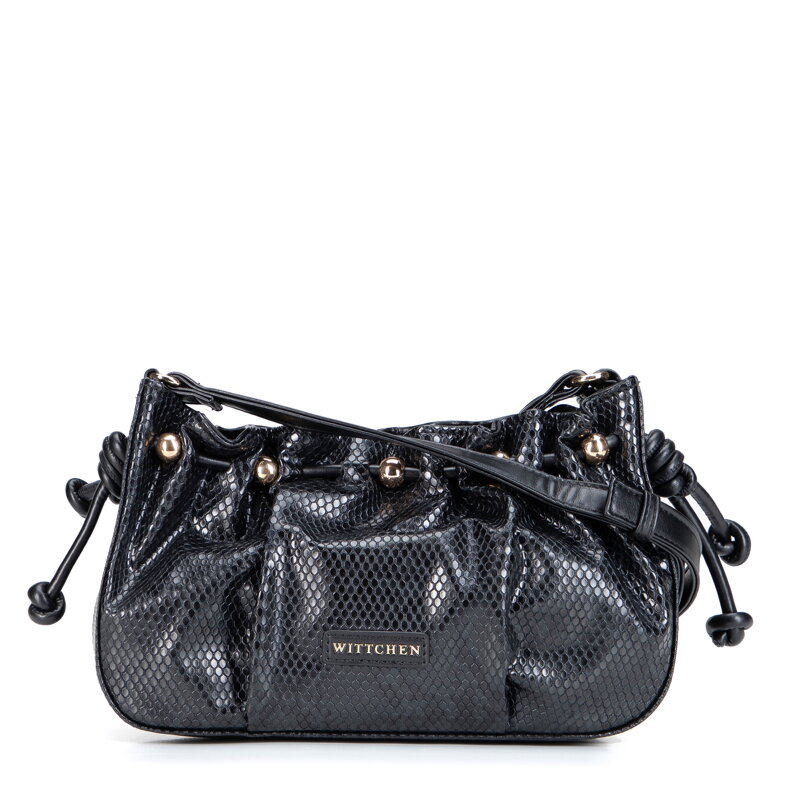 Čierna dámska crossbody kabelka Wittchen z imitácie kože s krokodílím vzorom