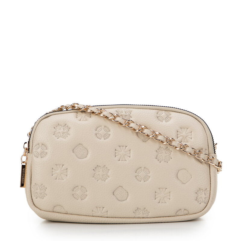 Dámska kožená crossbody kabelka na retiazke bordová 99-4E-305-3