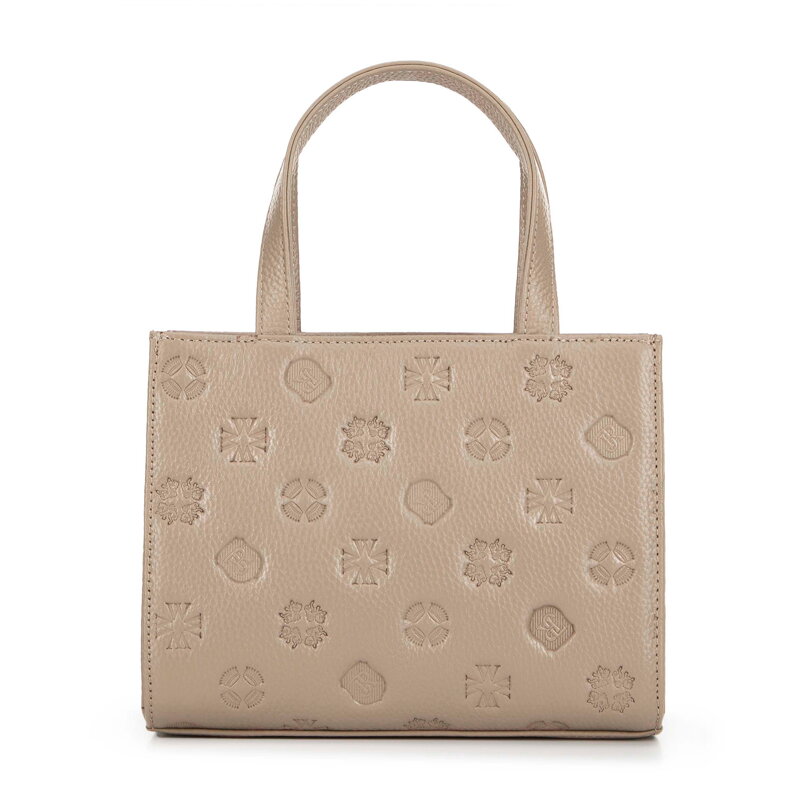 Torebka crossbody ze skóry w tłoczenia beżowa 99-4E-303-8