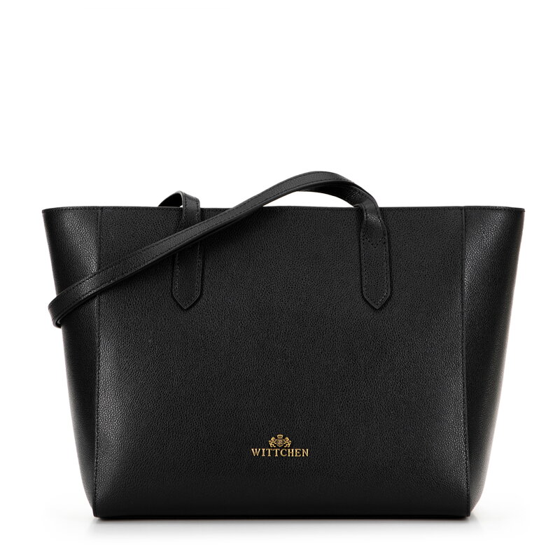 Dámska shopper kabelka z kože čierna 100-4E-602-1