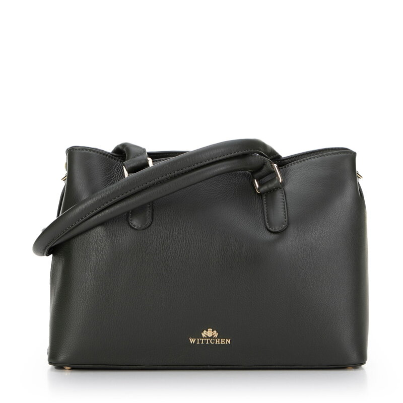 Kožená shopper kabelka dvojkomorová zelená 99-4E-018-Z