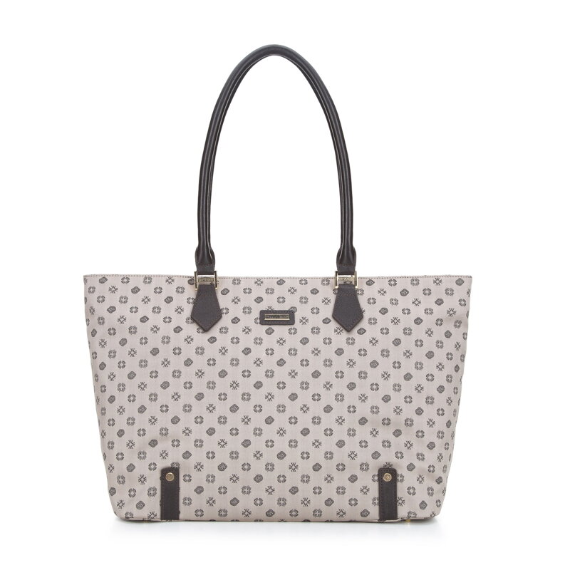 Shopperka zo žakáru s koženými pásikmi béžová  