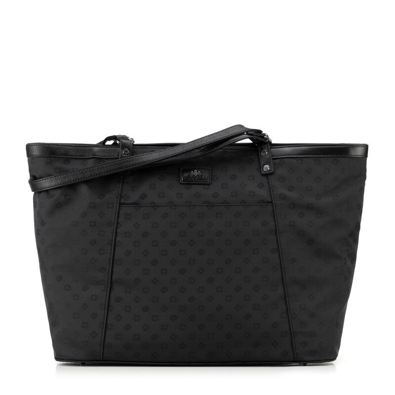 Torebka shopperka żakardowa w monogram czarna 98-4E-905-1