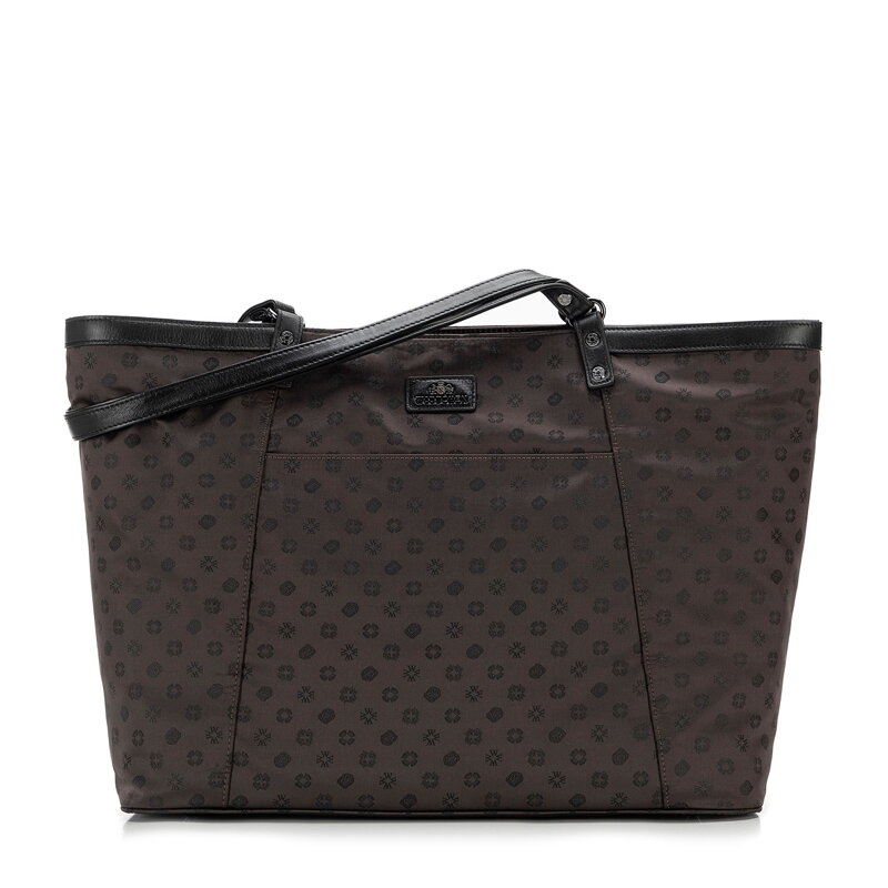 Torebka shopperka żakardowa w monogram brązowa 98-4E-905-4