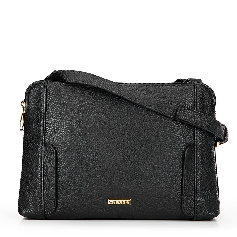 Dámska crossbody dvojkomorová kabelka čierno-zlatá 100-4Y-009-1G