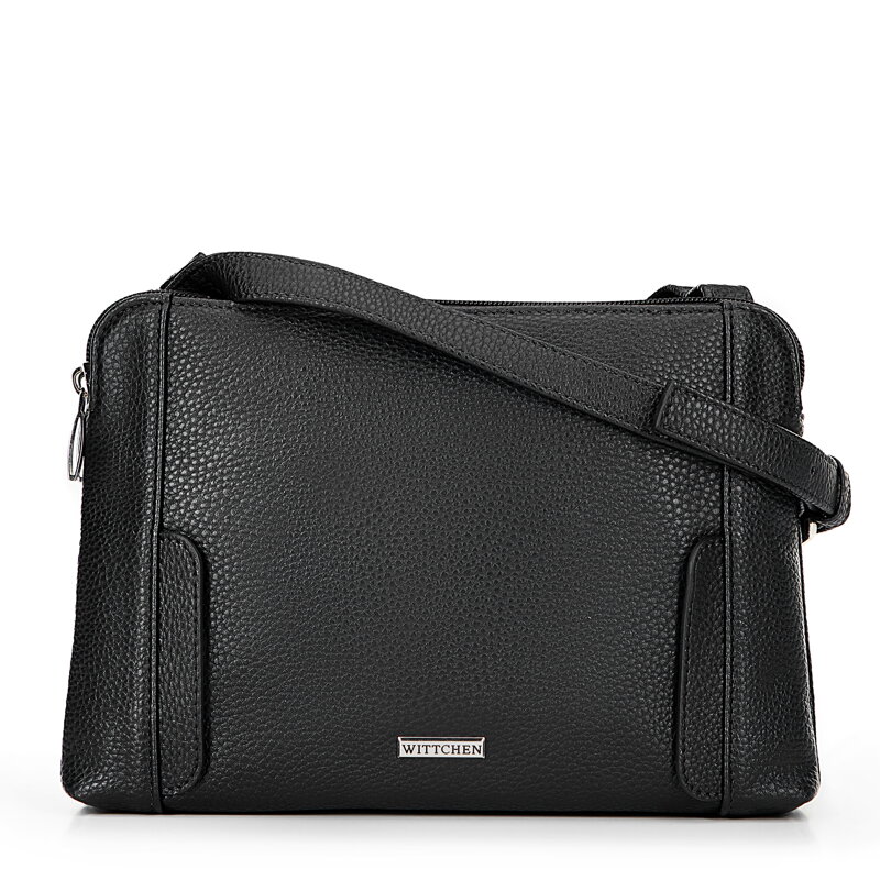 Dámska crossbody dvojkomorová kabelka čierno-strieborná 100-4Y-009-1S