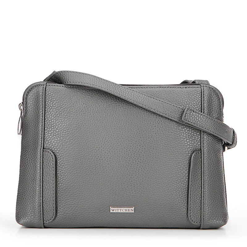 Dámska crossbody dvojkomorová kabelka šedo-strieborná 100-4Y-009-8S
