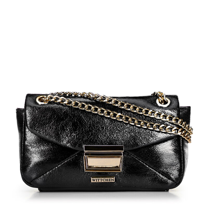 Mini crossbody kabelka z lesklej ekokože, čierna 100-4Y-216-1 Mini crossbody kabelka z lesklej ekokože, čierna 100-4Y-216-1