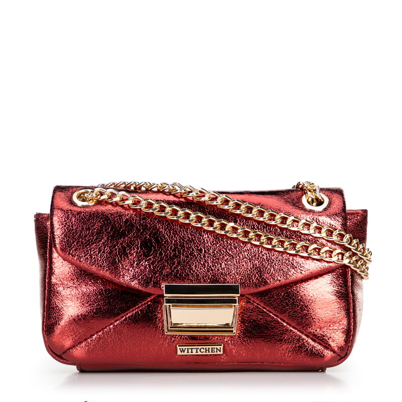 Mini crossbody kabelka z lesklej ekokože, červená 100-4Y-216-3 Mini crossbody kabelka z lesklej ekokože, červená 100-4Y-216-3