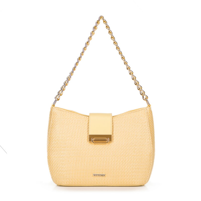 Dámska pletená crossbody kabelka žltá