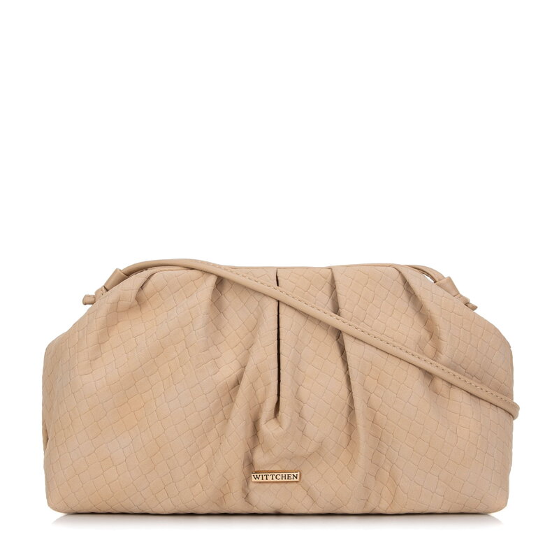Damska torebka crossbody z marszczeniem jasny beż 99-4Y-423-9 Damska torebka crossbody z marszczeniem jasny beż 99-4Y-423-9