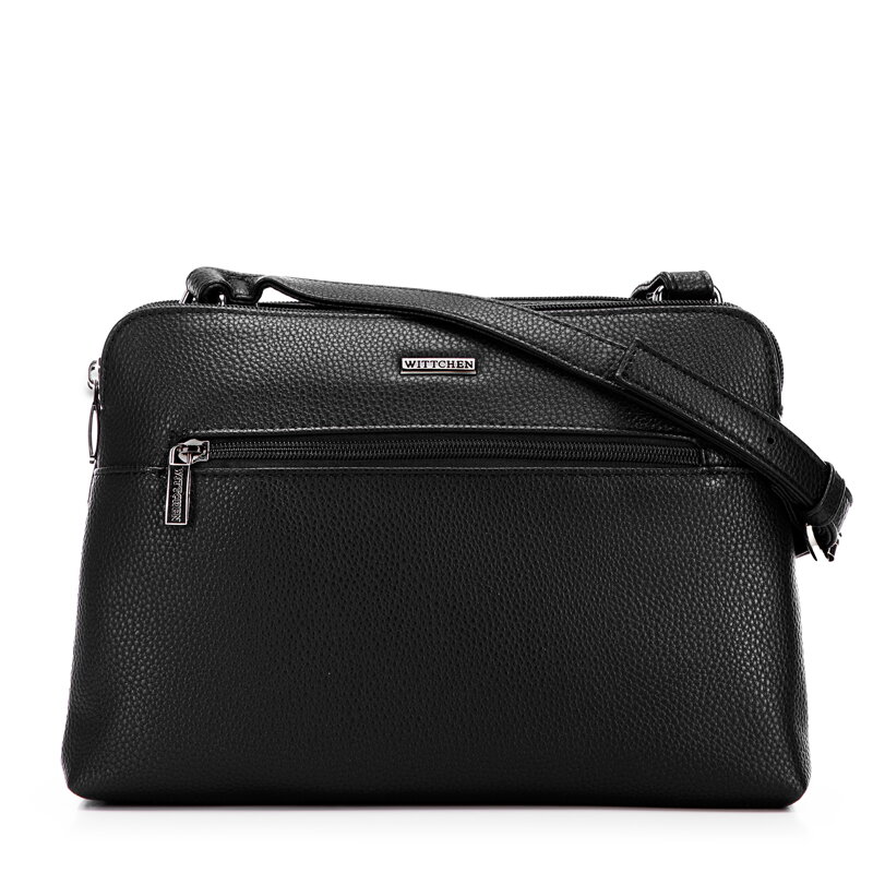 Dámska dvojkomorová crossbody kabelka z ekokože čierno-grafitová 99-4Y-610-1C