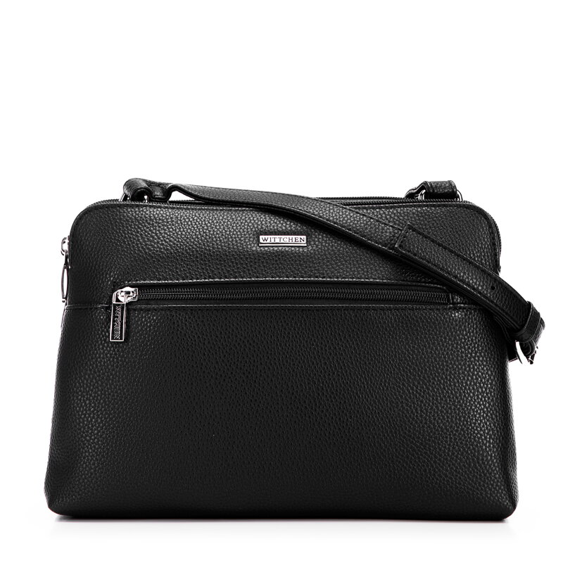 Dámska dvojkomorová crossbody kabelka z ekokože čierno-strieborná 99-4Y-610-1S