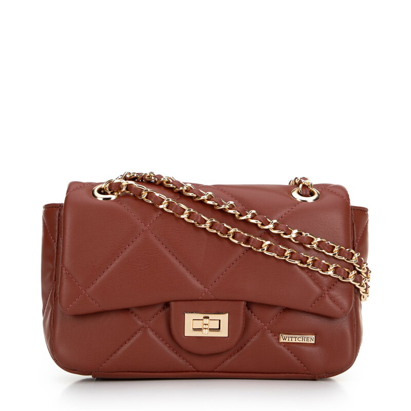 Crossbody z ekokože s geometrickým prešívaním červená 99-4Y-627-4