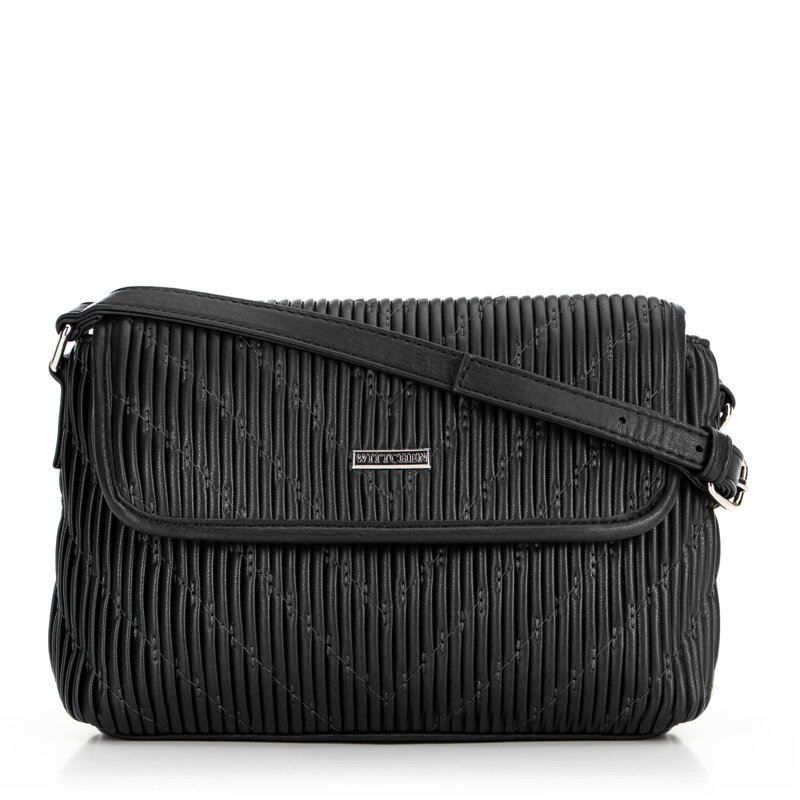 Dámska crossbody kabelka s vertikálnym prešívaním z ekokože čierna 99-4Y-635-1