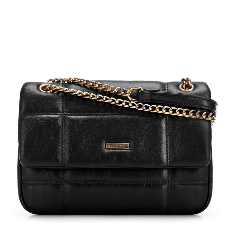 Crossbody kabelka z ekokože dvojkomorová čierna  
