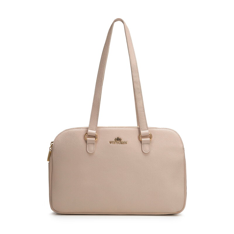 Dámska shopper kabelka z prírodnej kože béžová 102-4E-622-9