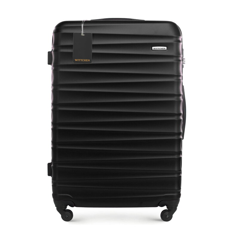 Veľký ABS kufor s menovkou a logom, čierny 56-3A-313-11Z5