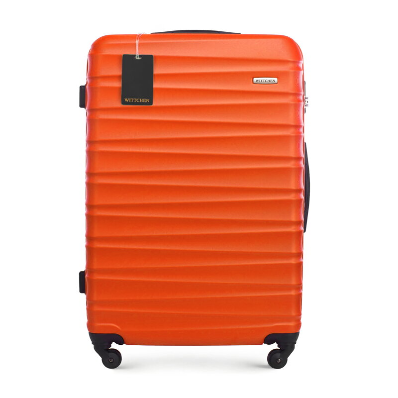 Veľký kufor z ABS plastu s menovkou a logom, oranžový 56-3A-313-55Z5