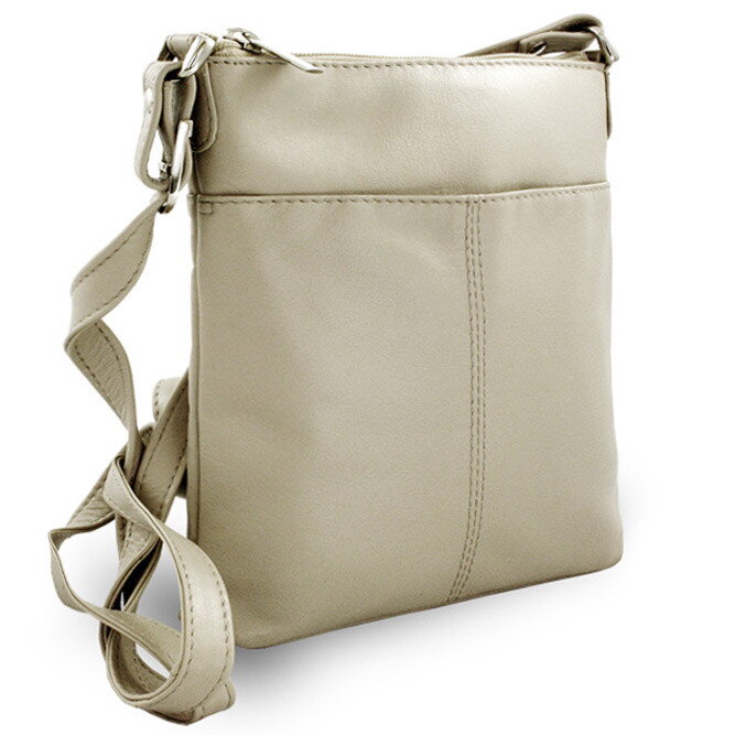 Svetlosivá kožená zipsová kabelka 212-3013-20