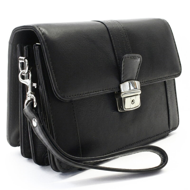 Čierna pánska kožená etue so sklápacím registrom 611-2415A-60