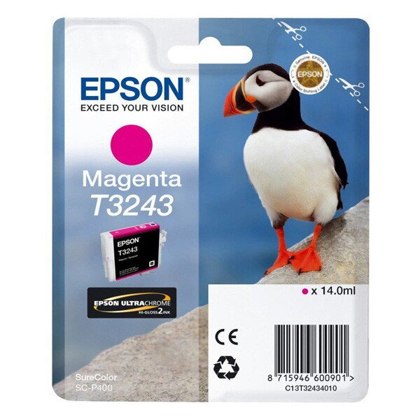 Epson originál ink C13T32434010, magenta, 14ml, Epson SureColor SC-P400, purpurová Epson originál ink C13T32434010, magenta, 14ml, Epson SureColor SC-P400, purpurová