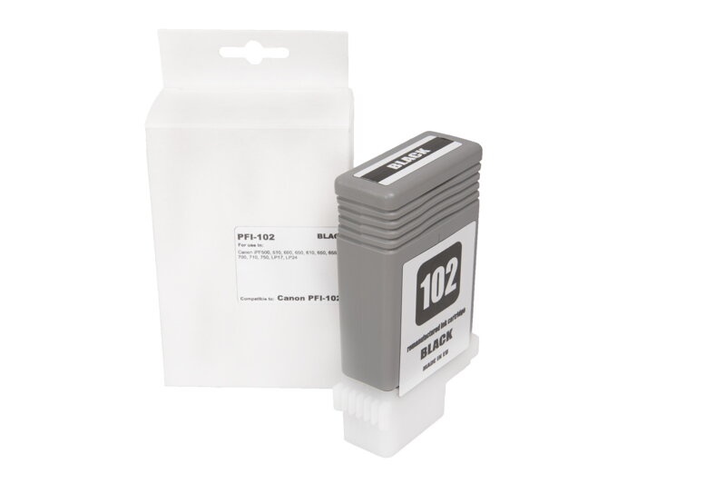 Renovovaná atramentová náplň 0895B001, PFI102BK, 130ml listov pre tlačiarne Canon (BULK), čierna