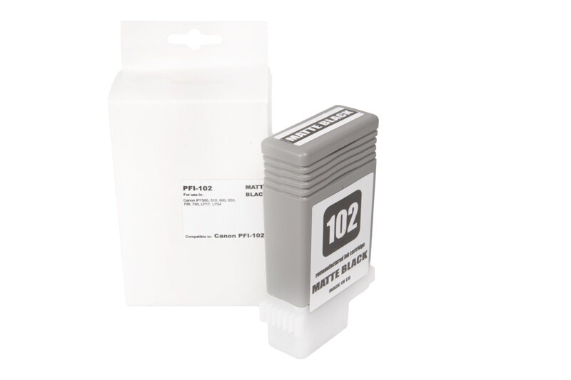 Renovovaná atramentová náplň 0894B001, PFI102MBK, 130ml listov pre tlačiarne Canon (BULK), matte, matt black