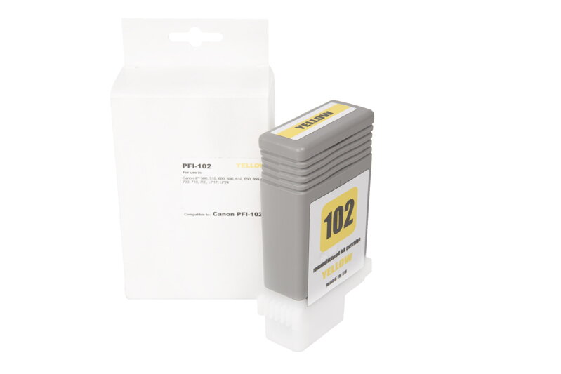 Renovovaná atramentová náplň 0898B001, PFI102Y, 130ml listov pre tlačiarne Canon (BULK), žltá