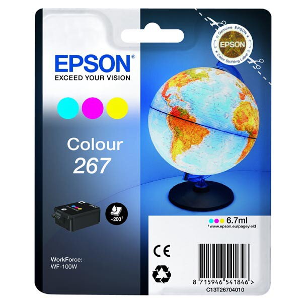 Epson originál ink C13T26704010, 267, color, 6,7ml, Epson WF-100W, farebná Epson originál ink C13T26704010, 267, color, 6,7ml, Epson WF-100W, farebná