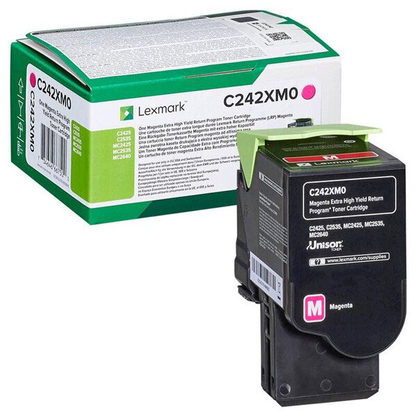 Lexmark originál toner C242XM0, magenta, 3500str., extra high capacity, return, Lexmark C2425dw,C2535dw,MC2425adw,MC2535adwe,MC264, purpurová Lexmark originál toner C242XM0, magenta, 3500str., extra high capacity, return, Lexmark C2425dw,C2535dw,MC2425adw,MC2535adwe,MC264, purpurová