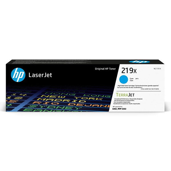 HP TerraJet originál toner W2191X, HP 219X, cyan, 2500str., high capacity, azurová