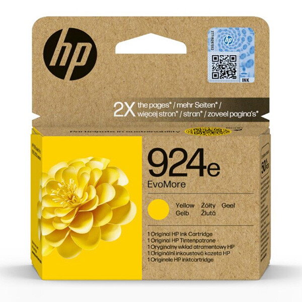 HP originál ink EvoMore 4K0U9NE#CE1, HP 924e, yellow, 800str., žltá