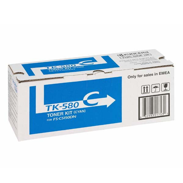 Kyocera originál toner TK580C, cyan, 2800str., 1T02KTCNL0, Kyocera FS- C5150DN, O, azurová Kyocera originál toner TK580C, cyan, 2800str., 1T02KTCNL0, Kyocera FS- C5150DN, O, azurová