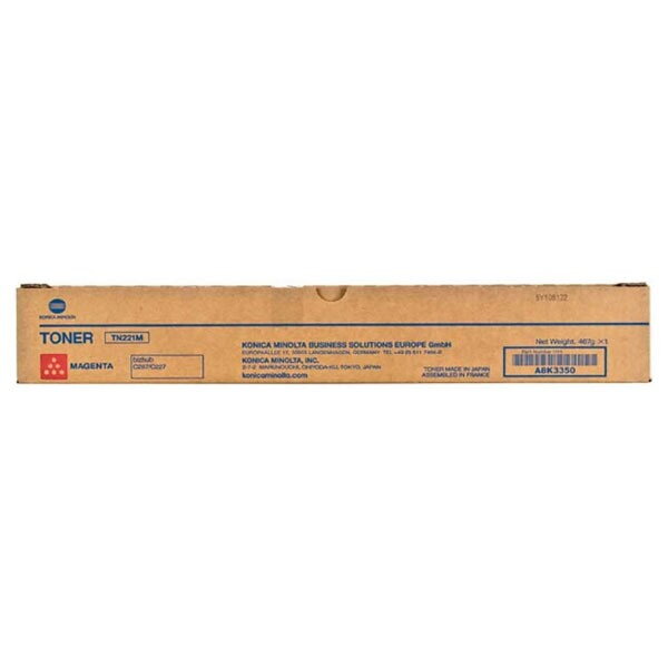 Konica Minolta originál toner TN221M, magenta, 21000str., A8K3350, Konica Minolta Bizhub C227, C287, O, purpurová