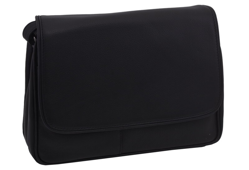 Dámska kožená crossbody kabelka čierna 220108