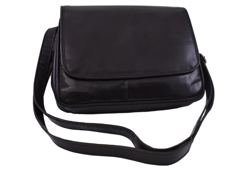 Dámska kožená crossbody kabelka čierna 250714