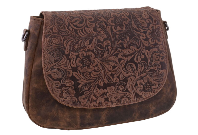 Dámska kožená crossbody kabelka tmavohnedá 420706