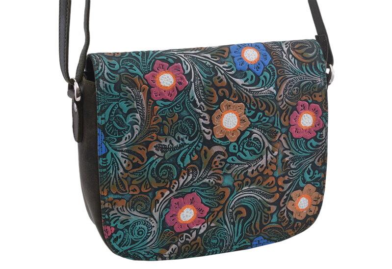 Dámska kožená crossbody kabelka zelená 450112 Dámska kožená crossbody kabelka zelená 450112