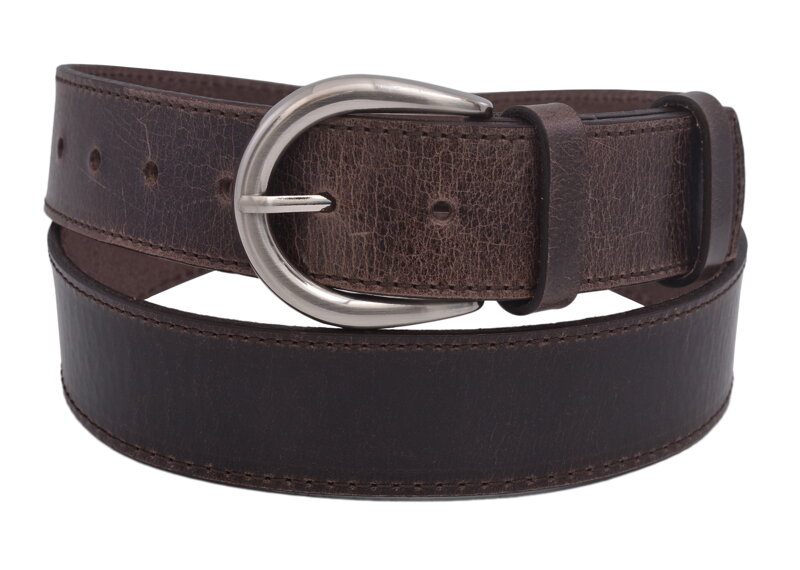 Kožený dámsky opasok 724-40-22 tmavohnedý šitý pracka Angela