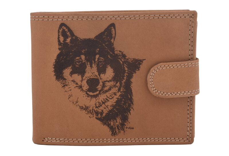 Pánska peňaženka MERCUCIO natural vzor 2 vlk hlava 2911927