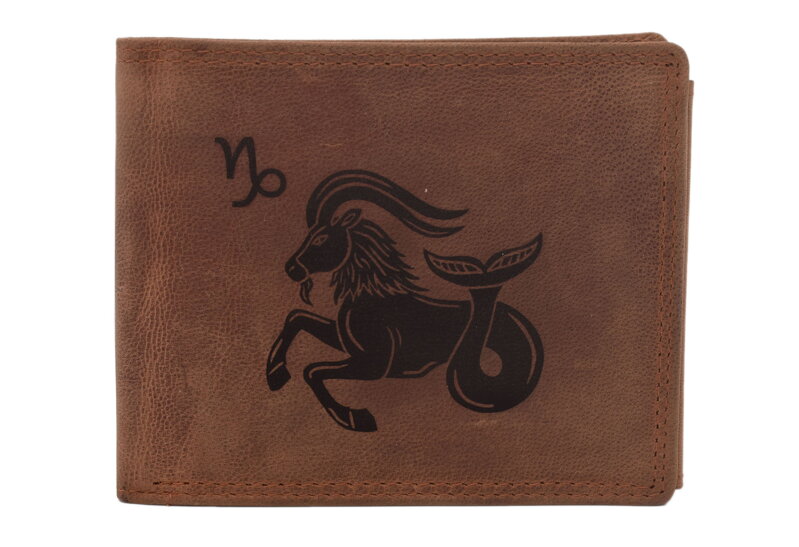 Pánska peňaženka MERCUCIO svetlohnedá vzor 35 znamenie kozorožec 2911908