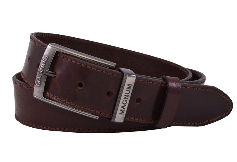 Pánsky kožený opasok 740-40-126 hnedý šitý pracka Magnum III